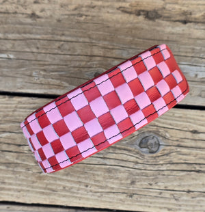 NO-WASTE collar. (Red and pink with red padding)