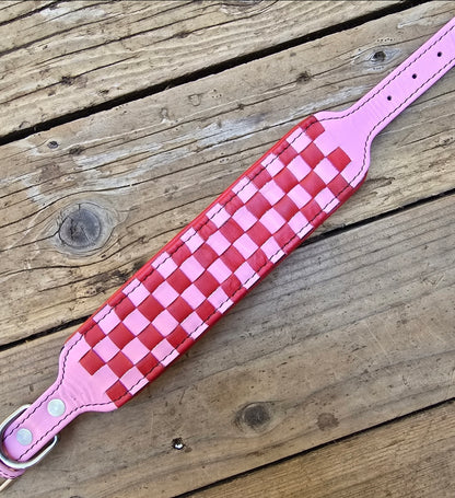 NO-WASTE collar. (Pink and red with red padding) **markings